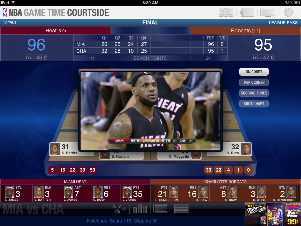 NBA Game Time Courtside iPad App